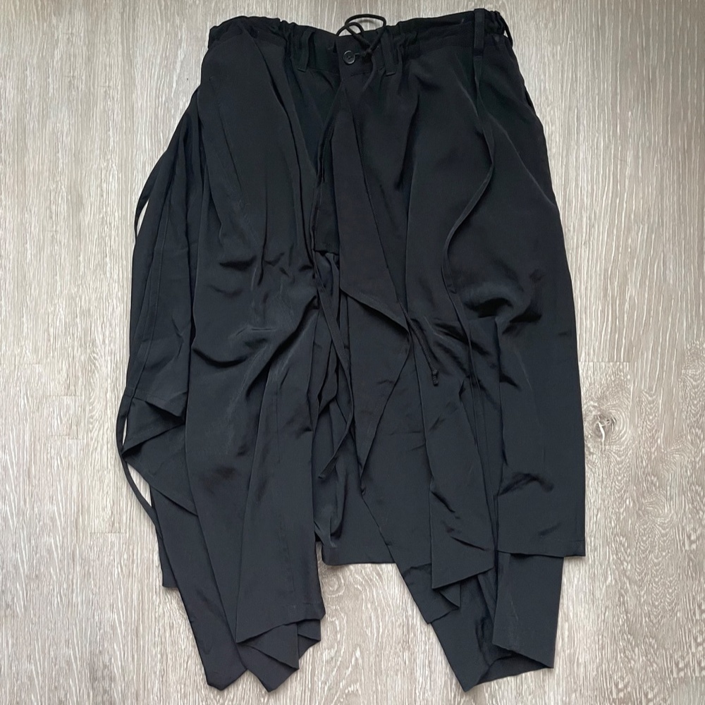 Yohji Yamamoto Crepe De Chine Cropped Wrap Pants